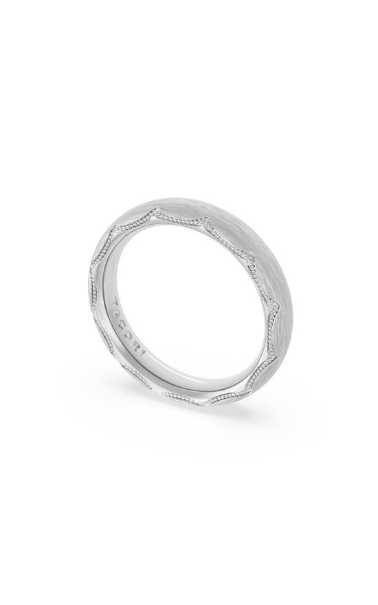 Brushed Finish Wedding Band in 18kt White Gold