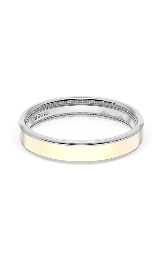 Flat High Polish Finish Wedding Band in 18kt White Gold & 18kt Yellow Gold