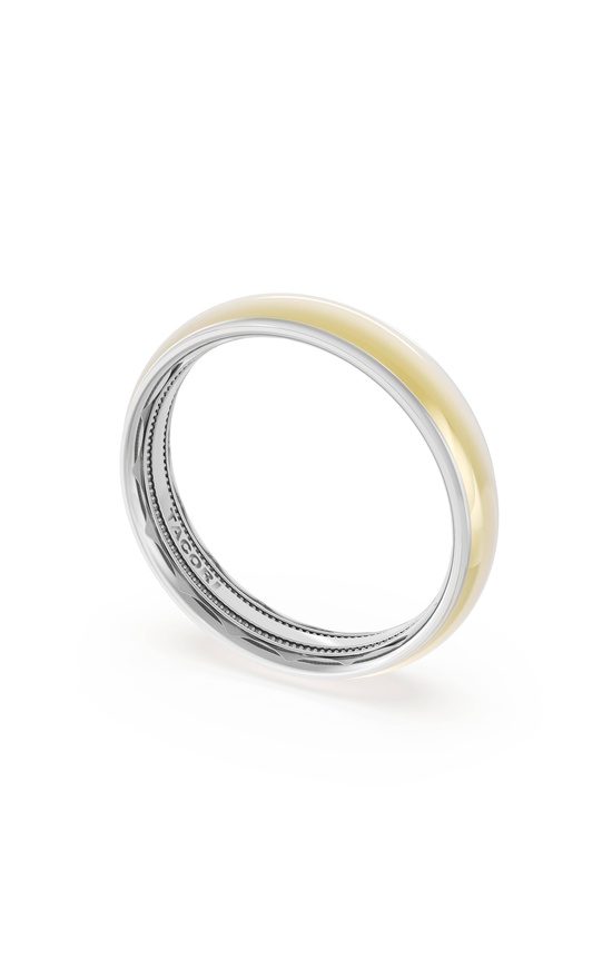 Rounded High Polish Finish Wedding Band in 18kt White Gold & 18kt Yellow Gold