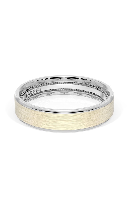 Flat Brush Finish Wedding Band in 18kt White Gold & 18kt Yellow Gold