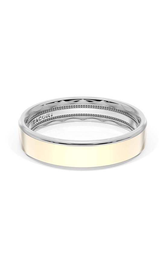 Flat High Polish Finish Wedding Band in 18kt White Gold & 18kt Yellow Gold