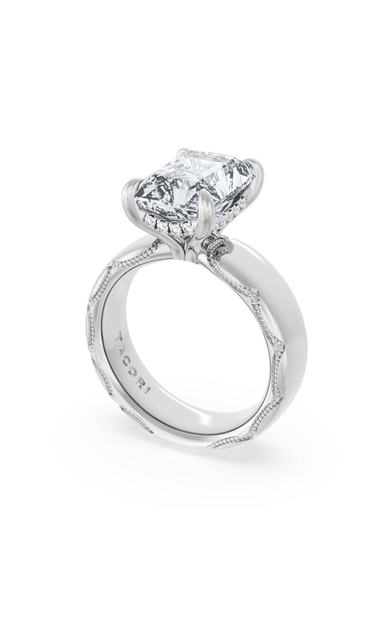 Radiant Solitaire Cigar Band Engagement Ring