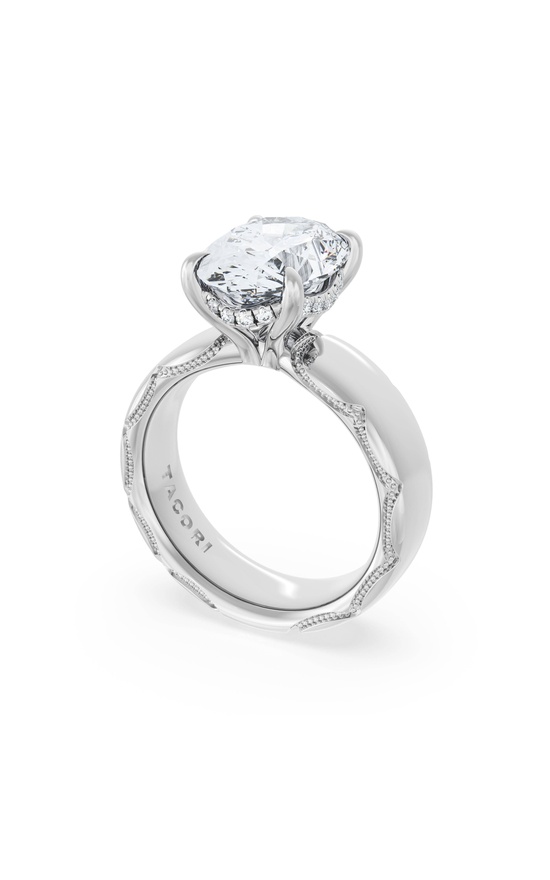 Oval Solitaire Cigar Band Engagement Ring