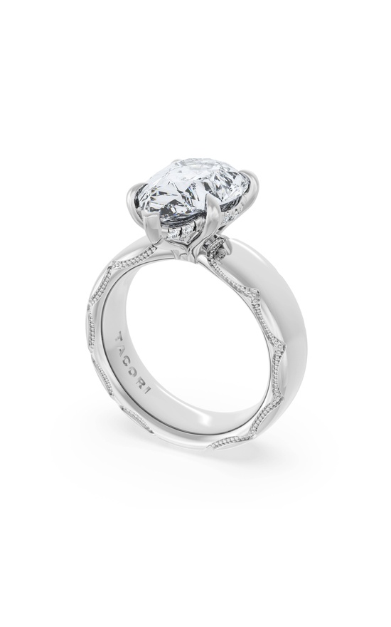 Pear Solitaire Cigar Band Engagement Ring