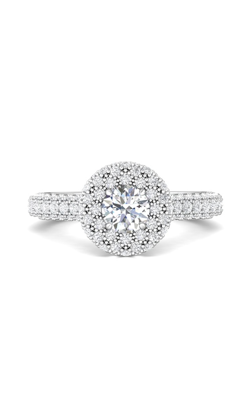 Martin Flyer Engagement Ring Micropave Halo CYEM02RDQ-F-5.0RD  - 14K White Gold