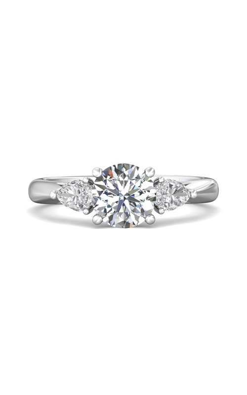 Martin Flyer Engagement Ring Three Stone CT03SPSQ-C-7.0RD  - 14K White Gold