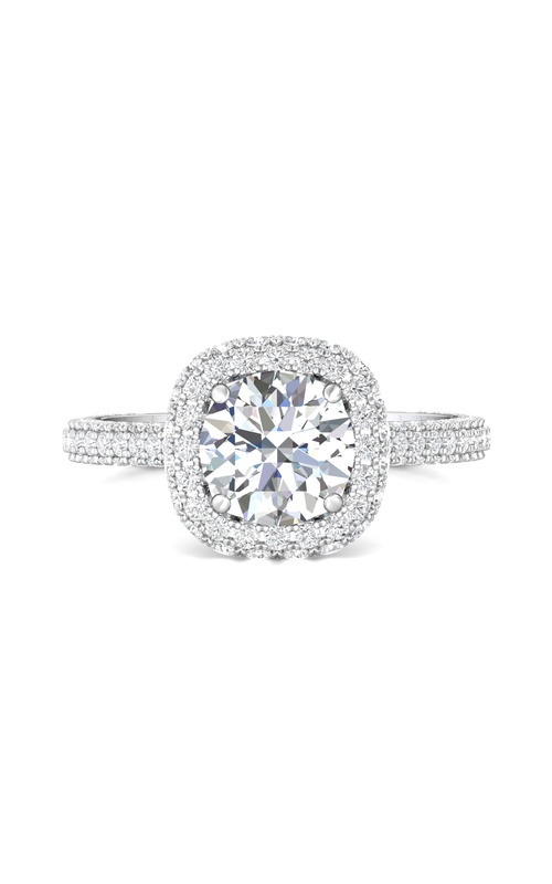 Martin Flyer Engagement Ring Micropave Halo 5211SCUEQ-C-7.5RD  - 14K White Gold
