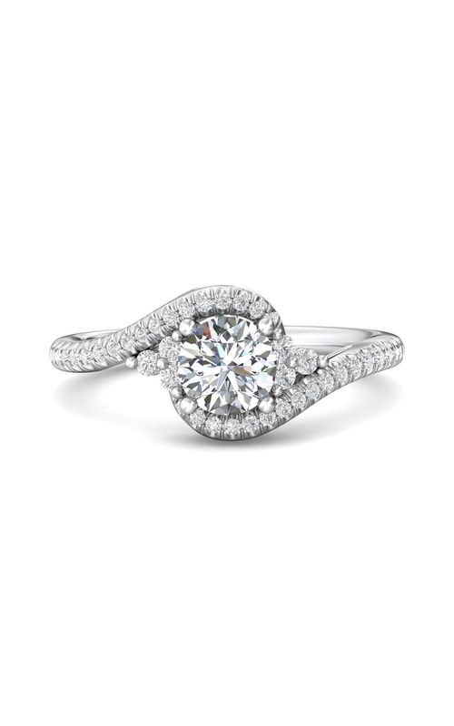 Martin Flyer Engagement Ring Micropave DERM23XSQ-F-6.0RD  - 14K White Gold