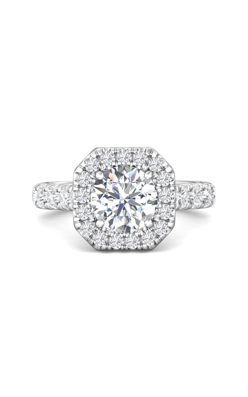 Martin Flyer Engagement Ring Micropave Halo CM04MACQ-F-8.0RD  - 14K White Gold