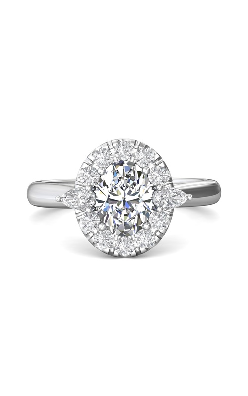 Martin Flyer Engagement Ring Three Stone DERT12PSQ-D-8X6OV  - 14K White Gold