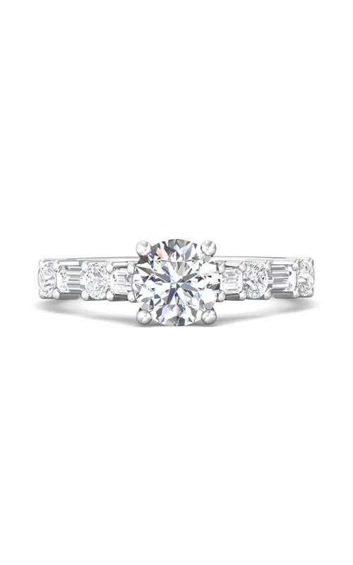 Martin Flyer Engagement Ring Channel/Shared Prong DERSP08Q-C-6.5RD  - 14K White Gold