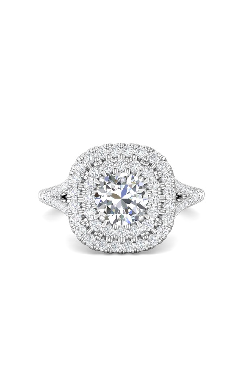 Martin Flyer Engagement Ring Micropave Halo CM10SCUDBLQ-F-6.5RD  - 14K White Gold