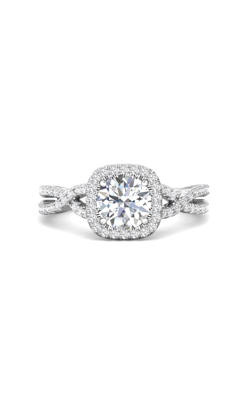 Martin Flyer Engagement Ring Micropave Halo DERMH58XSQ-F-6.5RD  - 14K White Gold