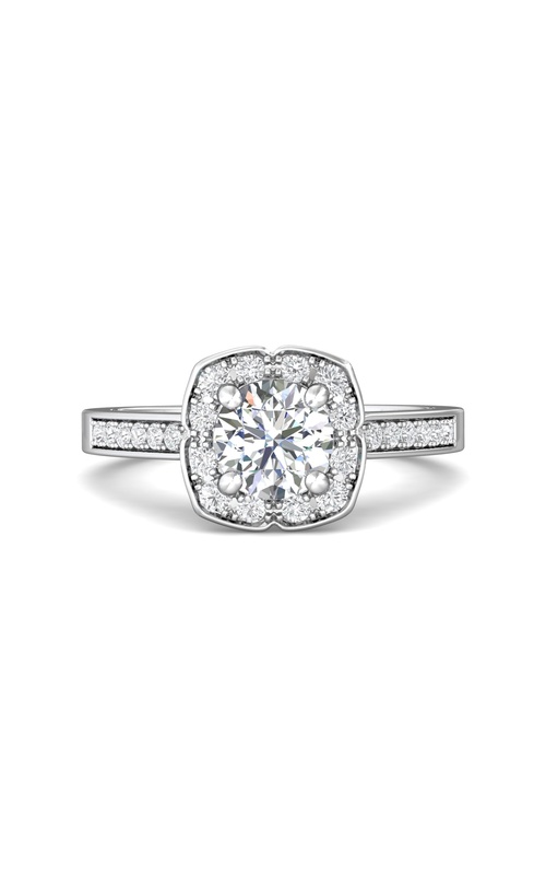 Martin Flyer Engagement Ring Micropave Halo CYM02CUQ-F-6.5RD  - 14K White Gold