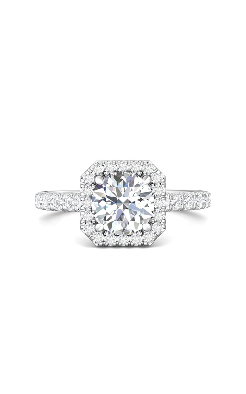 Martin Flyer Engagement Ring Micropave Halo CM04SACQ-F-7.0RD  - 14K White Gold