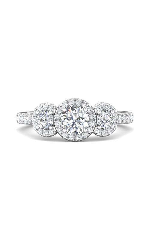 Martin Flyer Engagement Ring Three Stone CT01RDQ-F-5.0RD  - 14K White Gold