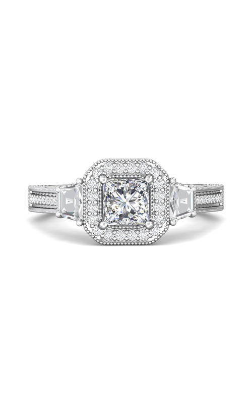 Martin Flyer Engagement Ring Three Stone V5265XSBTRQ-C-5.5PC  - 14K White Gold