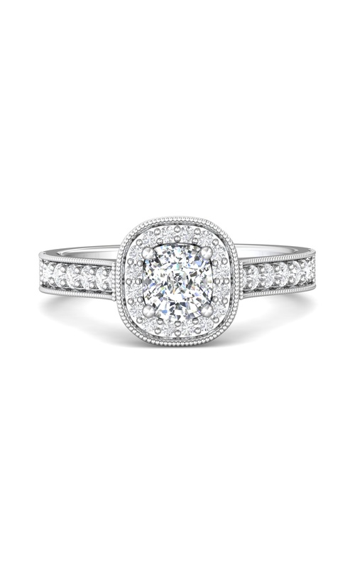 Martin Flyer Engagement Ring Micropave Halo 5204CUQ-F-5.5X5.0CU  - 14K White Gold
