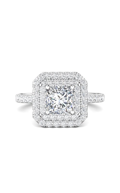 Martin Flyer Engagement Ring Micropave Halo CM04SACDBLQ-F-6.0PC  - 14K White Gold