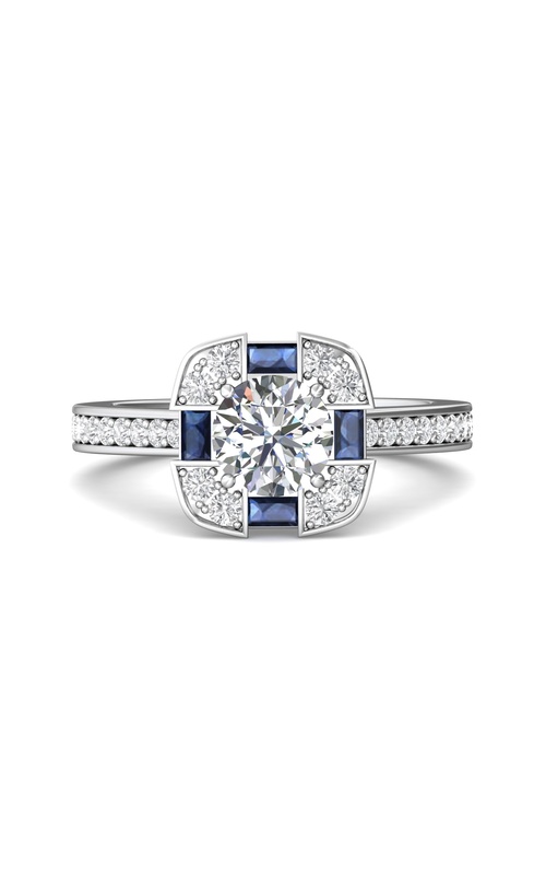 Martin Flyer Engagement Ring Micropave Halo CYM04AQ-F-6.5RD  - 14K White Gold