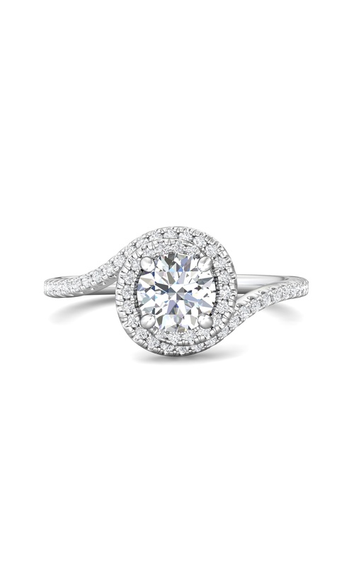 Martin Flyer Engagement Ring Micropave Halo DERM49XSQ-F-6.0RD  - 14K White Gold