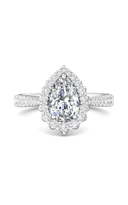 Martin Flyer Engagement Ring Micropave Halo DERMH92XSPSQ-F-9X6PS  - 14K White Gold