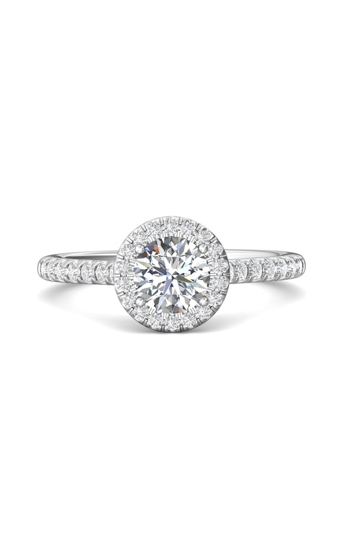 Martin Flyer Engagement Ring Micropave Halo CM04RDQ-F-6.5RD  - 14K White Gold
