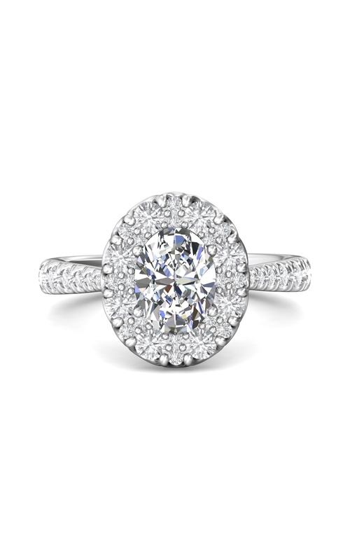 Martin Flyer Engagement Ring Micropave Halo DERHSP08Q-F-8.5X6.5OV  - 14K White Gold