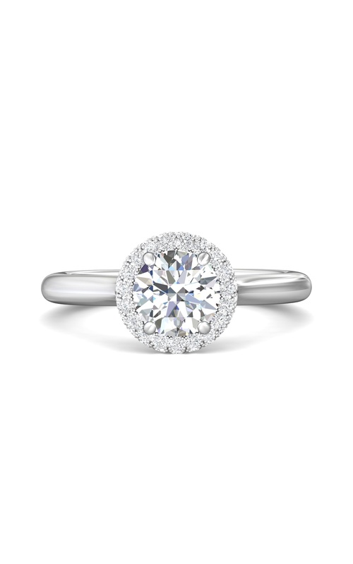 Martin Flyer Engagement Ring Micropave Halo CYES01SRDQ-F-6.5RD  - 14K White Gold