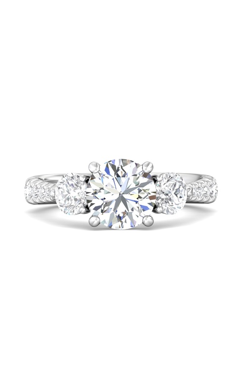 Martin Flyer Engagement Ring Three Stone DERT04LRQ-F-8.0RD  - 14K White Gold
