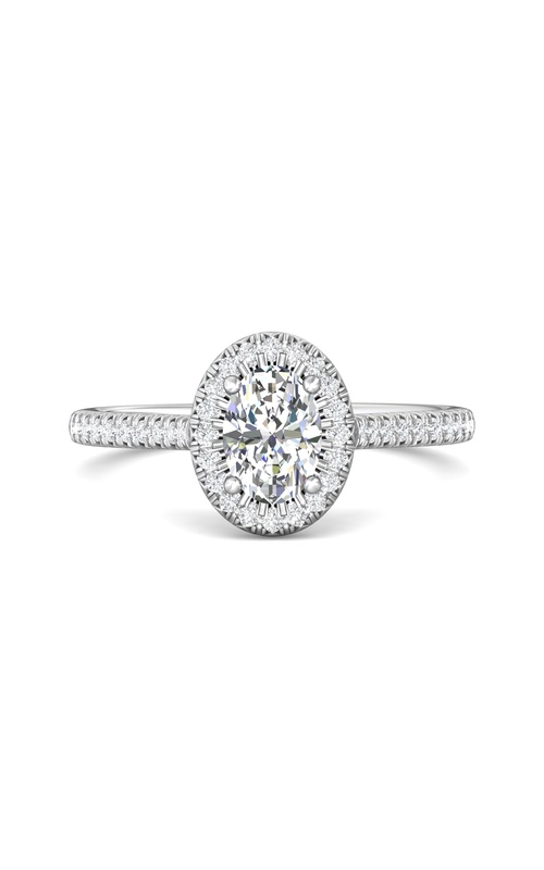 Martin Flyer Engagement Ring Micropave Halo DERMH54ROVQ-F-7X5OV  - 14K White Gold