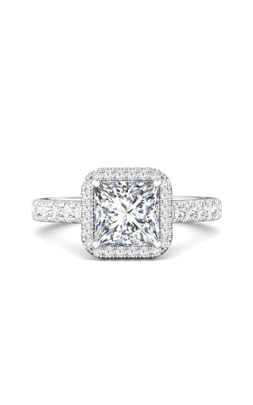 Martin Flyer Engagement Ring Micropave Halo VM11ACQ-F-7.0PC  - 14K White Gold