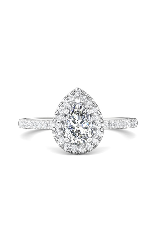 Martin Flyer Engagement Ring Micropave Halo DERMH7XSPSRQ-F-7X5PS  - 14K White Gold