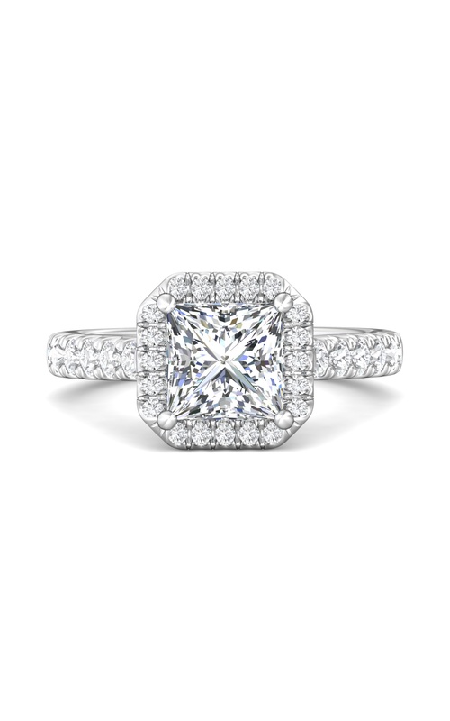 Martin Flyer Engagement Ring Micropave Halo DERMH20ACQ-F-7.0PC  - 14K White Gold