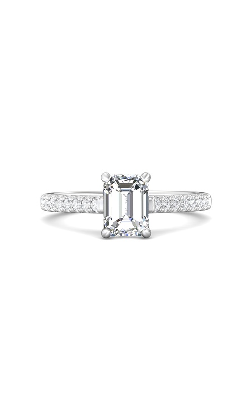 Martin Flyer Engagement Ring Micropave DERM18SRRQ-F-7.5X5.5EC  - 14K White Gold