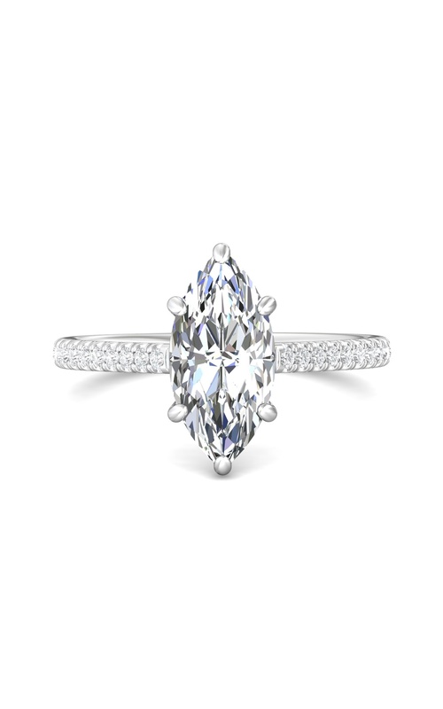 Martin Flyer Engagement Ring Micropave DERM18-1.3RQ-F-13.5X6.5MQ  - 14K White Gold