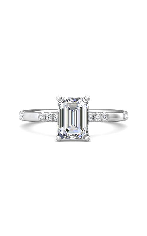 Martin Flyer Engagement Ring Micropave DERM42SQ-1-F-8X6EC  - 14K White Gold