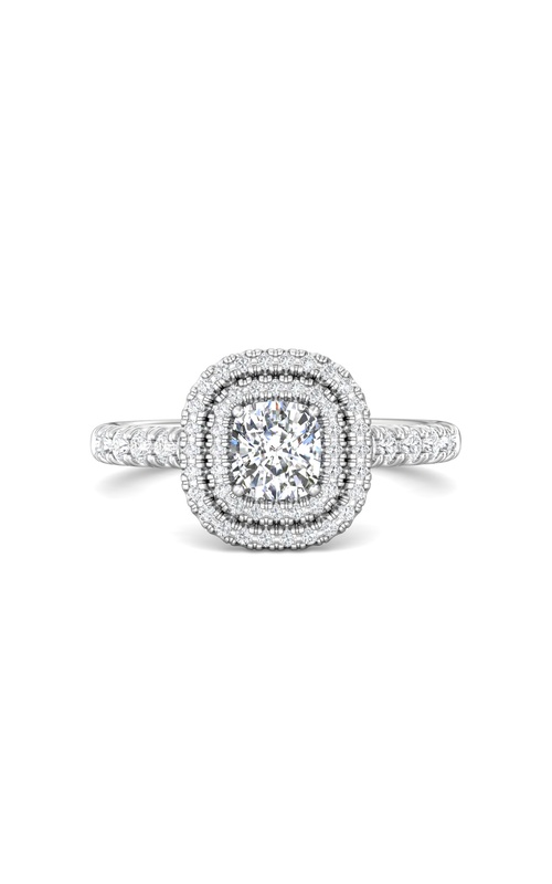 Martin Flyer Engagement Ring Micropave Halo CM04CUDBLQ-F-5.5X5.0CU  - 14K White Gold