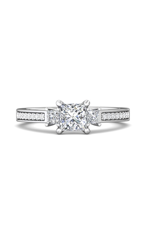 Martin Flyer Engagement Ring Three Stone DERT13XSPCRQ-C-5.0PC  - 14K White Gold