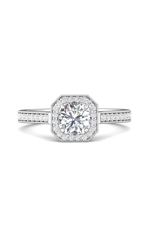 Martin Flyer Engagement Ring Micropave Halo 5204SACQ-F-5.5RD  - 14K White Gold