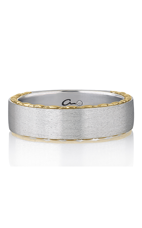 A.JAFFE Plain  18K White Gold and 18K Yellow Gold Wedding Band GR1025Q/PL