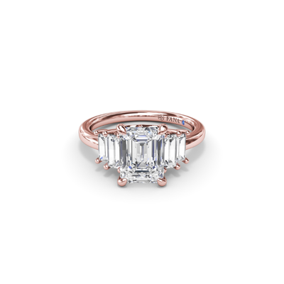 Fana Three Stone Engagement Ring S4176-14kt-Rose Fana Three Stone Engagement Ring S4176-14kt-Rose