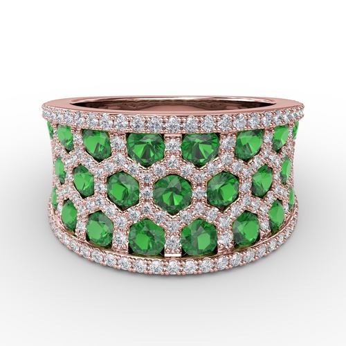 14K Rose Gold Fana  Emerald Ring