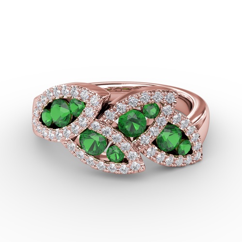 14K Rose Gold Fana  Emerald Ring