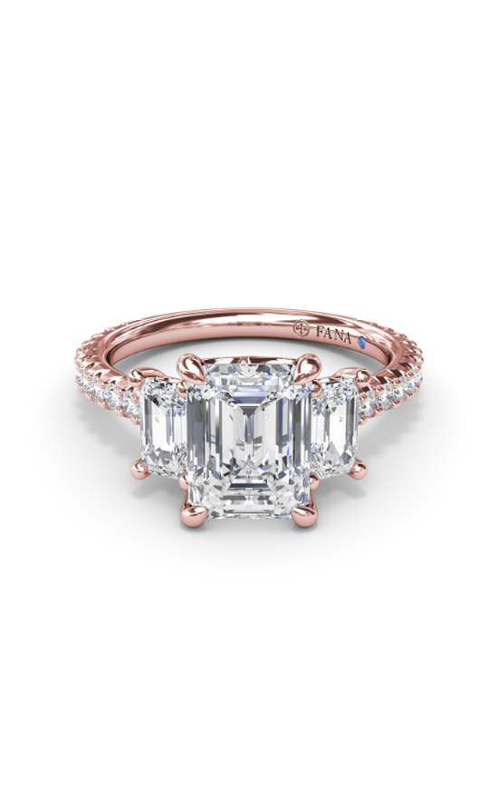 Fana Three Stone Engagement Ring S4158-14kt-Rose