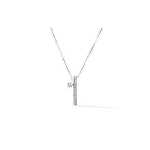 Hearts on Fire Barre Floating Single Diamond Pavé Pendant Necklace UU2841 : 0.45 : 18 : 18KY : GH/VS