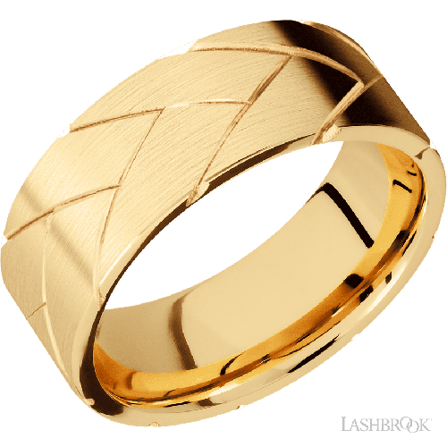 Lashbrook Wedding Band  14KY8FFLATBRAID-P
