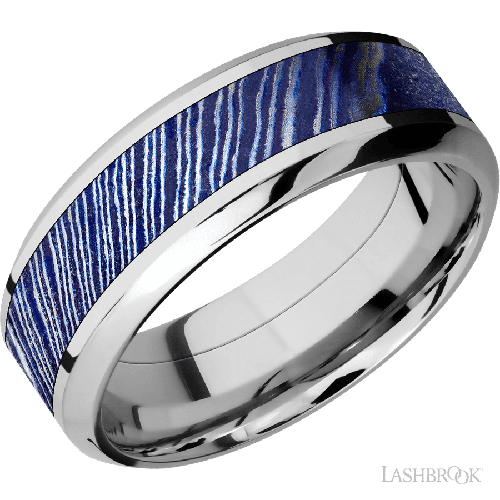 Lashbrook Wedding Band, Lashbrook, and Cobalt Chrome Wedding Band CCPF8HB14/TITANIUMDAMASCUS