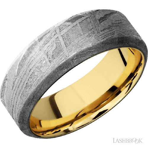 Lashbrook Wedding Band, Lashbrook, and Meteorite Wedding Band 14KYSLEEVEMET8HB