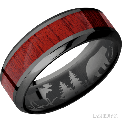 Lashbrook Wedding Band, Lashbrook, and Zirconium Wedding Band Z8HB14/HARDWOOD